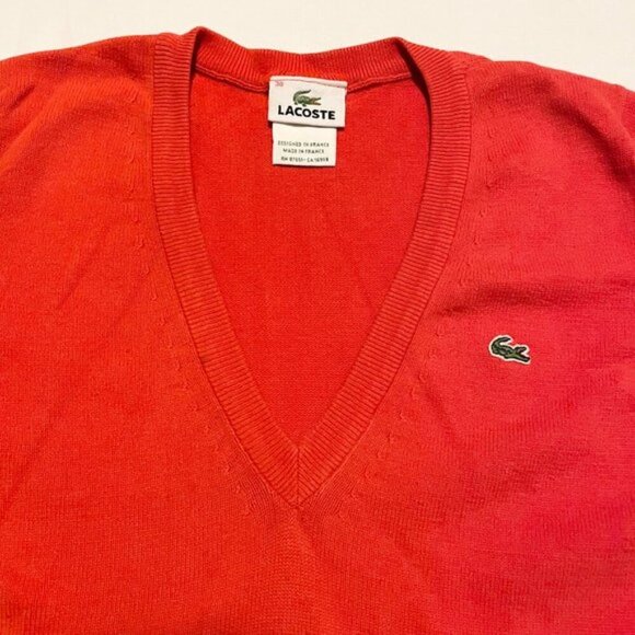 Lacoste Vneck Sweater Womens Size 38 - Picture 2 of 16